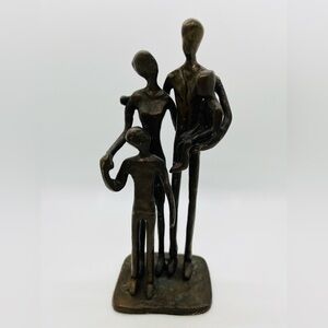 Danya B Family of Four Sand Casted Contemporary Metal Sculpture Bronze Finish
